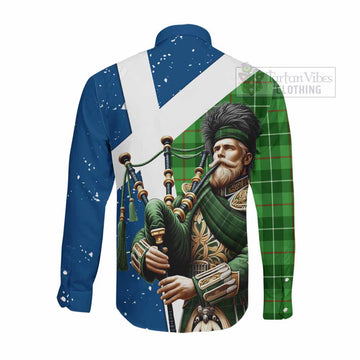 Clephane (Clephan) Tartan Long Sleeve Button Shirt with Family Crest Scottish Bagpiper Vibes