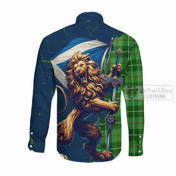 Clephane (Clephan) Tartan Family Crest Long Sleeve Button Shirt with Scottish Majestic Lion