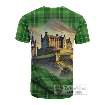 Clephane (Clephan) Tartan Family Crest Cotton T-shirt with Scottish Ancient Castle Style - Tartan Vibes Clothing