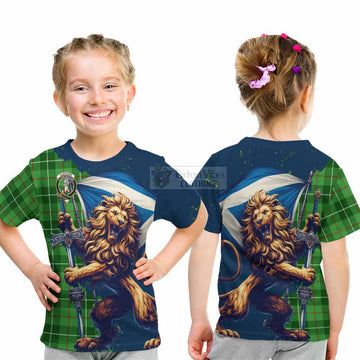 Clephane (Clephan) Tartan Family Crest Kid T-Shirt with Scottish Majestic Lion