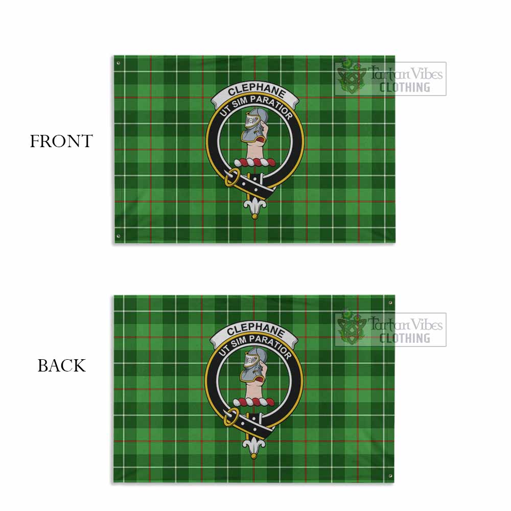 Tartan Vibes Clothing Clephane (Clephan) Tartan House Flag with Family Crest