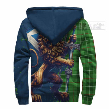 Clephane (Clephan) Tartan Family Crest Sherpa Hoodie with Scottish Majestic Lion