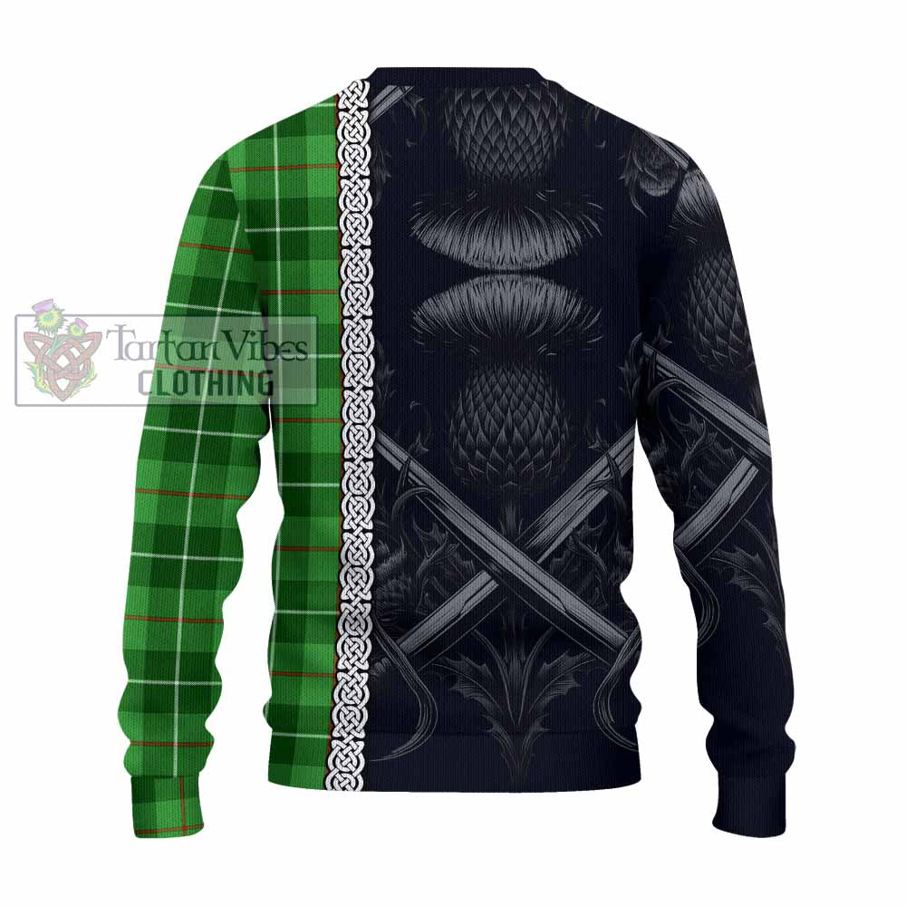 Clephane (Clephan) Tartan Knitted Sweater with Family Crest Cross Sword Thistle Celtic Vibes - Tartan Vibes Clothing