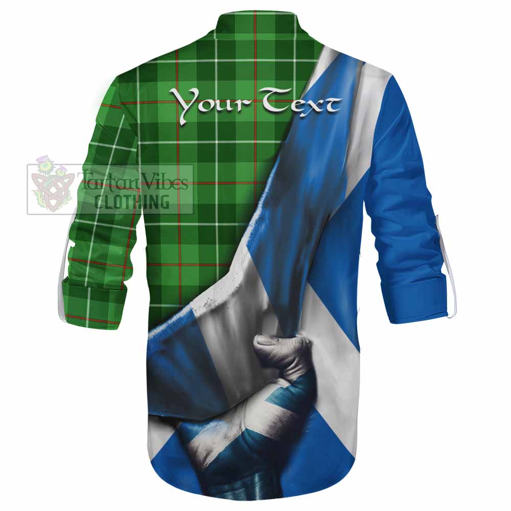 Tartan Vibes Clothing Clephane (Clephan) Tartan Ghillie Kilt Shirt with Family Crest Scotland Patriotic Style