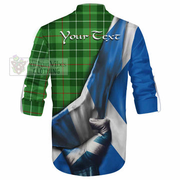 Clephane (Clephan) Tartan Ghillie Kilt Shirt with Family Crest Scotland Patriotic Style