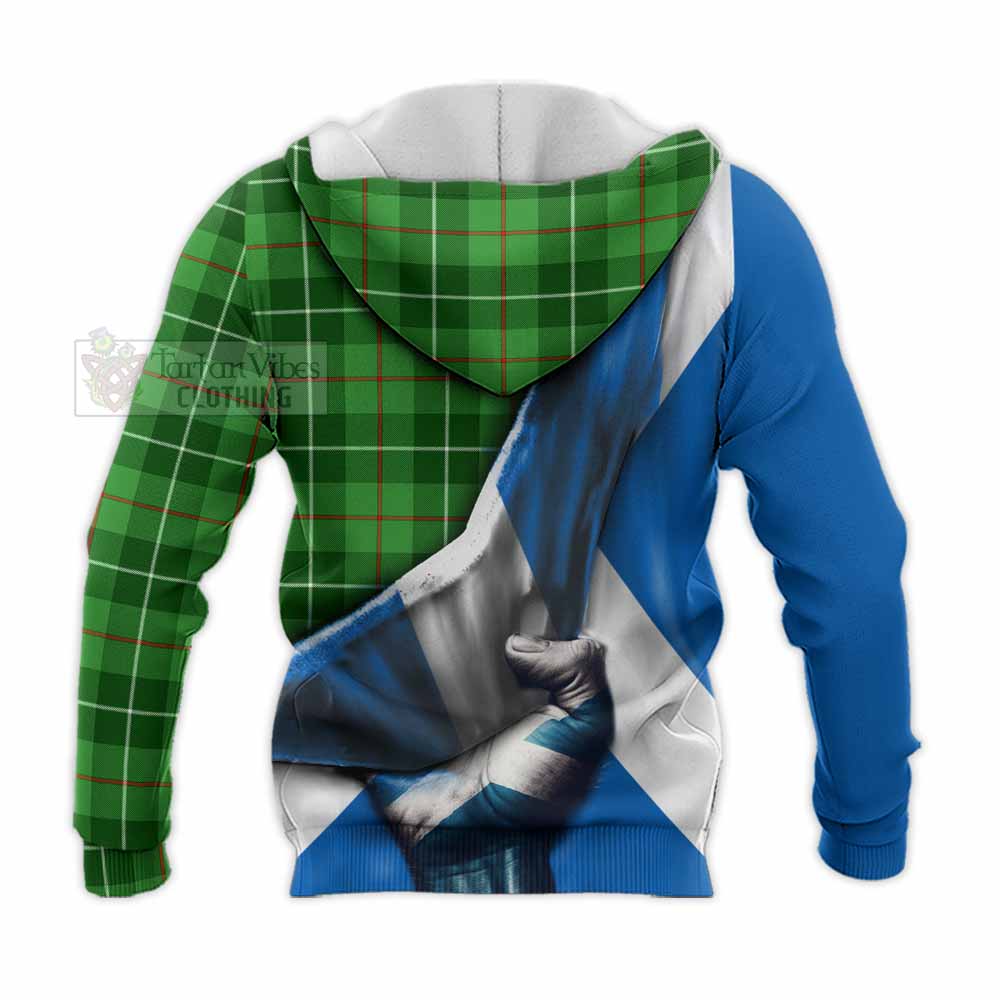 Tartan Vibes Clothing Clephane (Clephan) Tartan Knitted Hoodie with Family Crest Scotland Patriotic Style