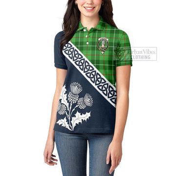 Clephane (Clephan) Tartan Women's Polo Shirt Featuring Thistle and Scotland Map