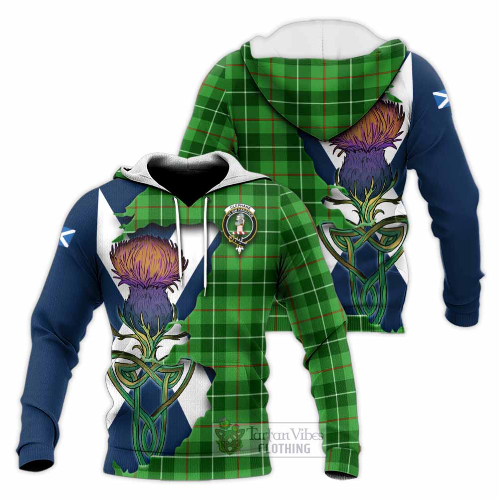 Clephane (Clephan) Tartan Family Crest Knitted Hoodie Scottish Thistle Celtic Inspired - Tartan Vibes Clothing