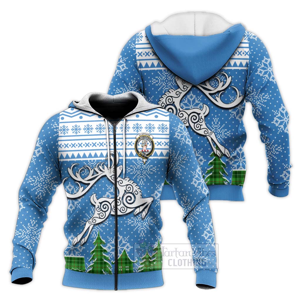 Clephane (Clephan) Clan Christmas Knitted Hoodie Celtic Reindeer Style Unisex - Tartan Vibes Clothing