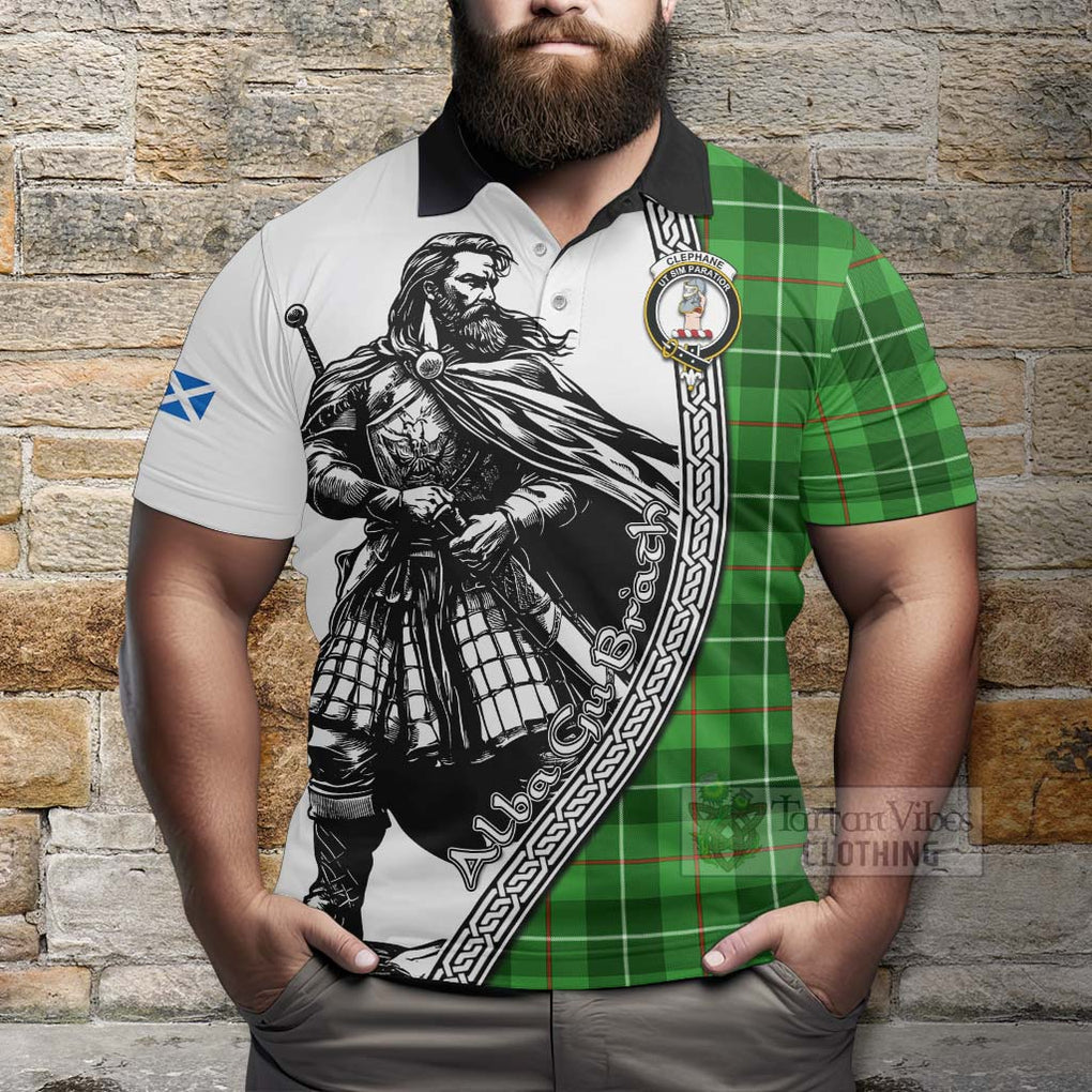 Tartan Vibes Clothing Clephane (Clephan) Tartan Clan Crest Polo Shirt with Highlander Warrior Celtic Style