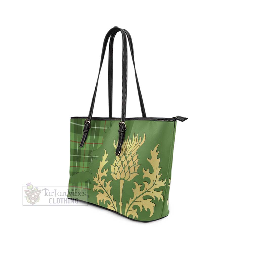 Clephane (Clephan) Tartan Leather Tote Bag Gold Thistle Style - Tartan Vibes Clothing