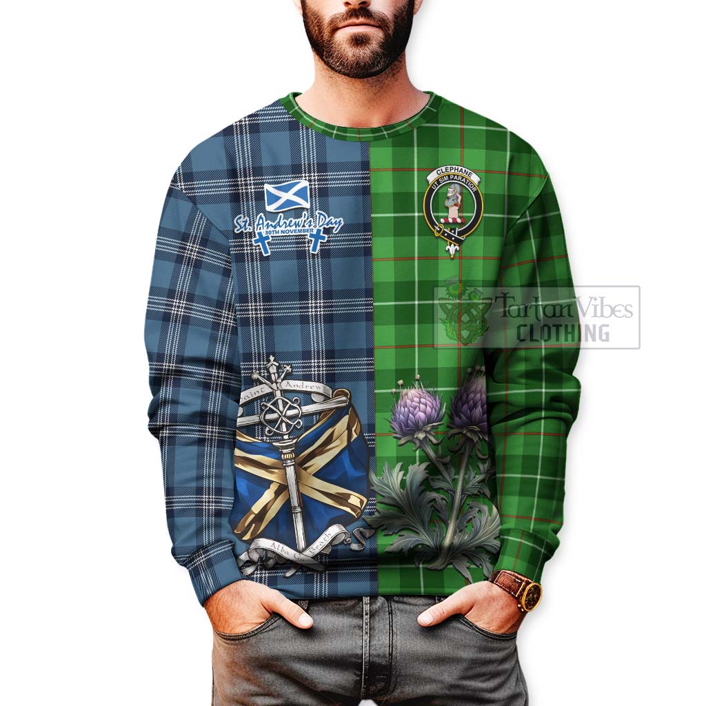 Clephane (Clephan) Tartan Sweatshirt Happy St. Andrew's Day Half Tartan Style - Tartan Vibes Clothing