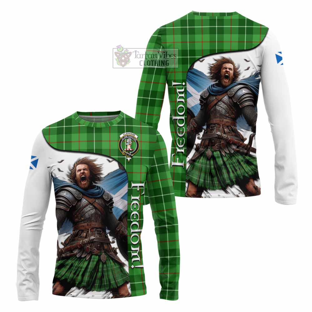 Tartan Vibes Clothing Clephane (Clephan) Crest Tartan Long Sleeve T-Shirt Inspired by the Freedom of Scottish Warrior