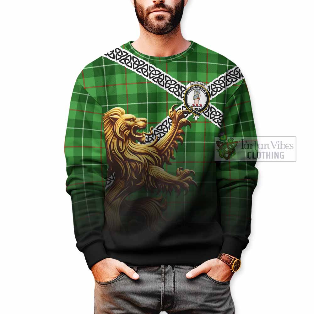 Clephane (Clephan) Crest Tartan Sweatshirt with Golden Lion Emblem Celtic Style - Tartan Vibes Clothing