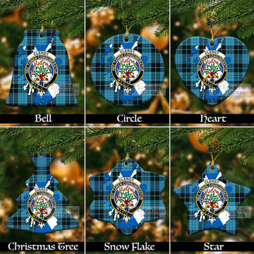 Clergy Tartan Christmas Ornament with Family Crest and Scotland Map