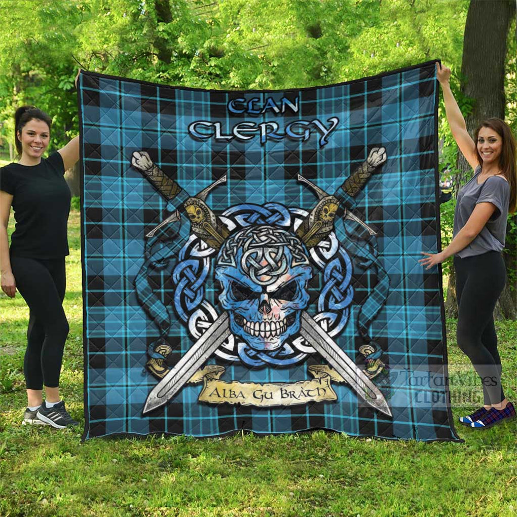 Tartan Vibes Clothing Clergy Tartan Quilt with Celtic Skull Alba Gu Brath Style