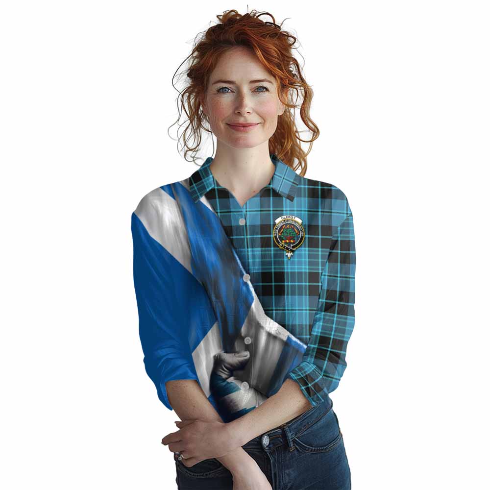 Tartan Vibes Clothing Clergy Tartan Women's Casual Shirt with Family Crest Scotland Patriotic Style