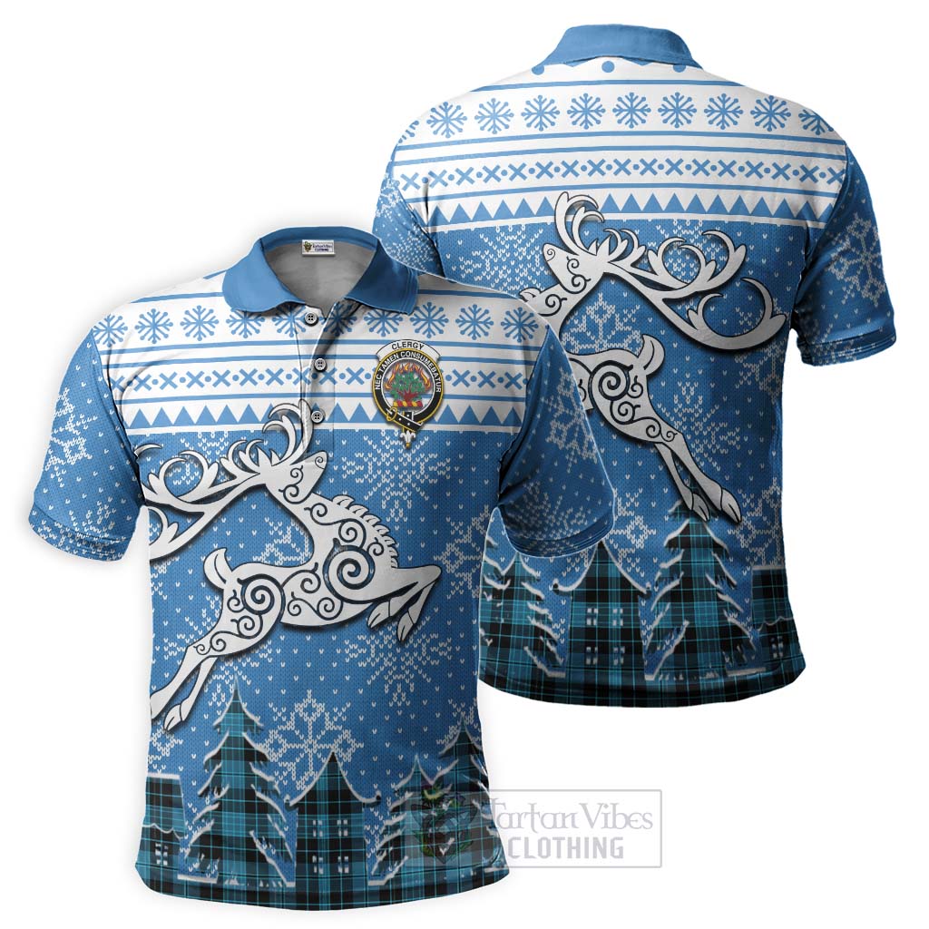 Tartan Vibes Clothing Clergy Clan Christmas Polo Shirt Celtic Reindeer Style