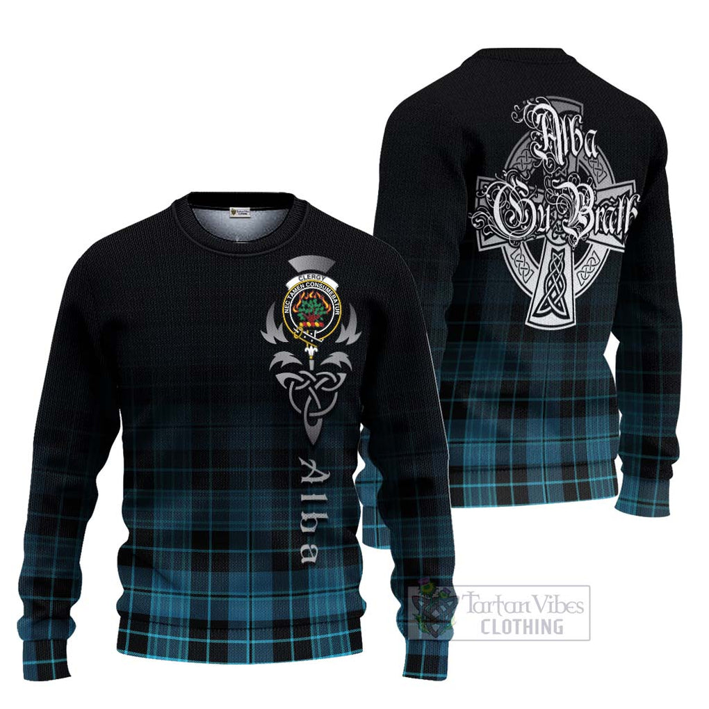 Tartan Vibes Clothing Clergy Tartan Knitted Sweater Featuring Alba Gu Brath Family Crest Celtic Inspired