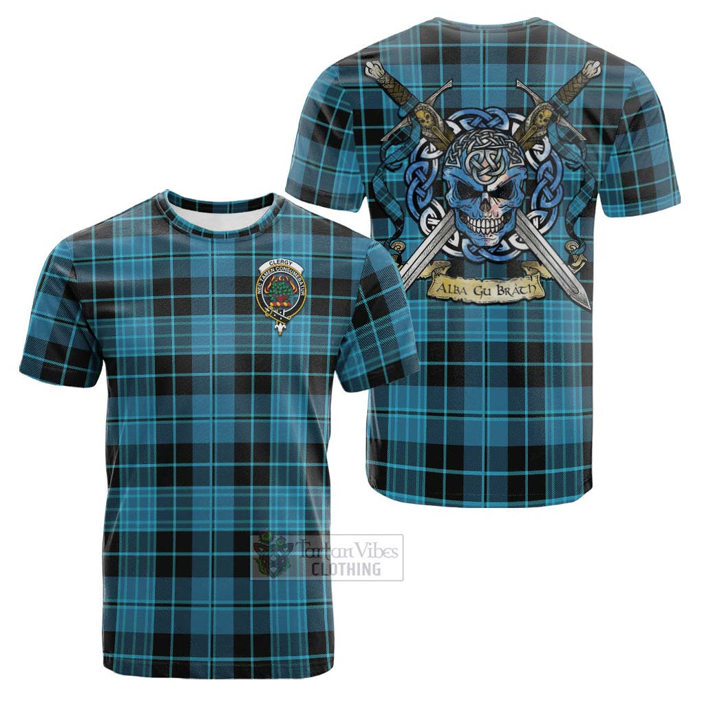 Clergy Tartan Cotton T-shirt with Family Crest Celtic Skull Style Kid's Shirt - Tartan Vibes Clothing