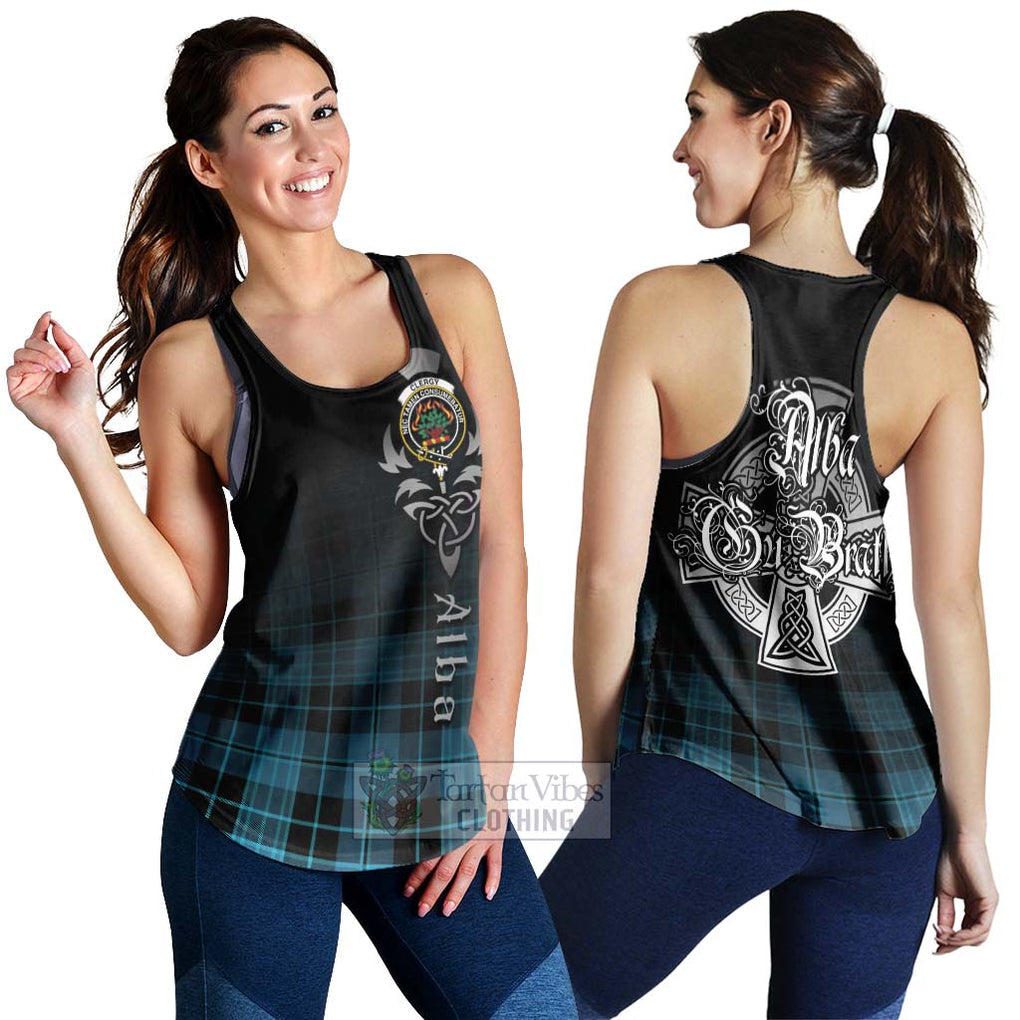 Tartan Vibes Clothing Clergy Tartan Women's Racerback Tanks Featuring Alba Gu Brath Family Crest Celtic Inspired