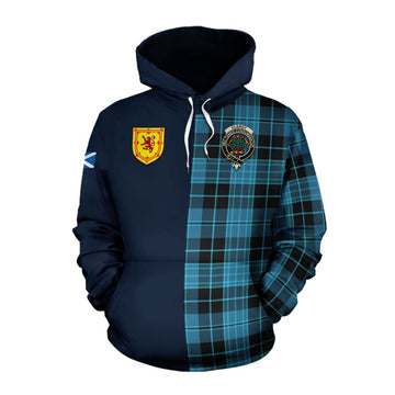 Clergy Tartan Cotton Hoodie Alba with Scottish Lion Royal Arm Half Style Pullover Hoodie XS - Tartan Vibes Clothing