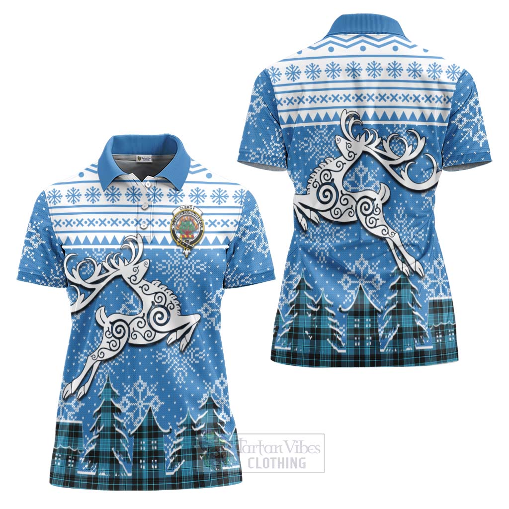 Tartan Vibes Clothing Clergy Clan Christmas Women's Polo Shirt Celtic Reindeer Style