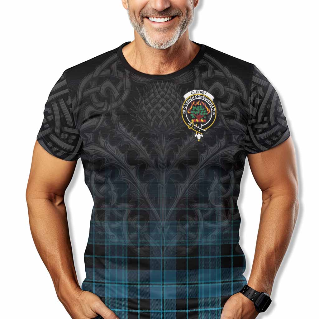 Tartan Vibes Clothing Clergy Tartan T-Shirt with Family Crest Celtic Thistle Vibes