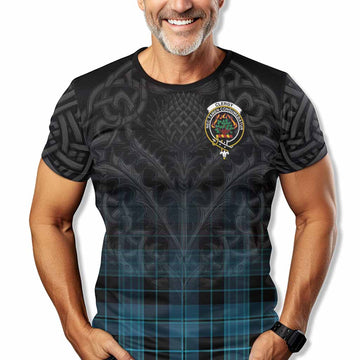 Clergy Tartan T-Shirt with Family Crest Celtic Thistle Vibes