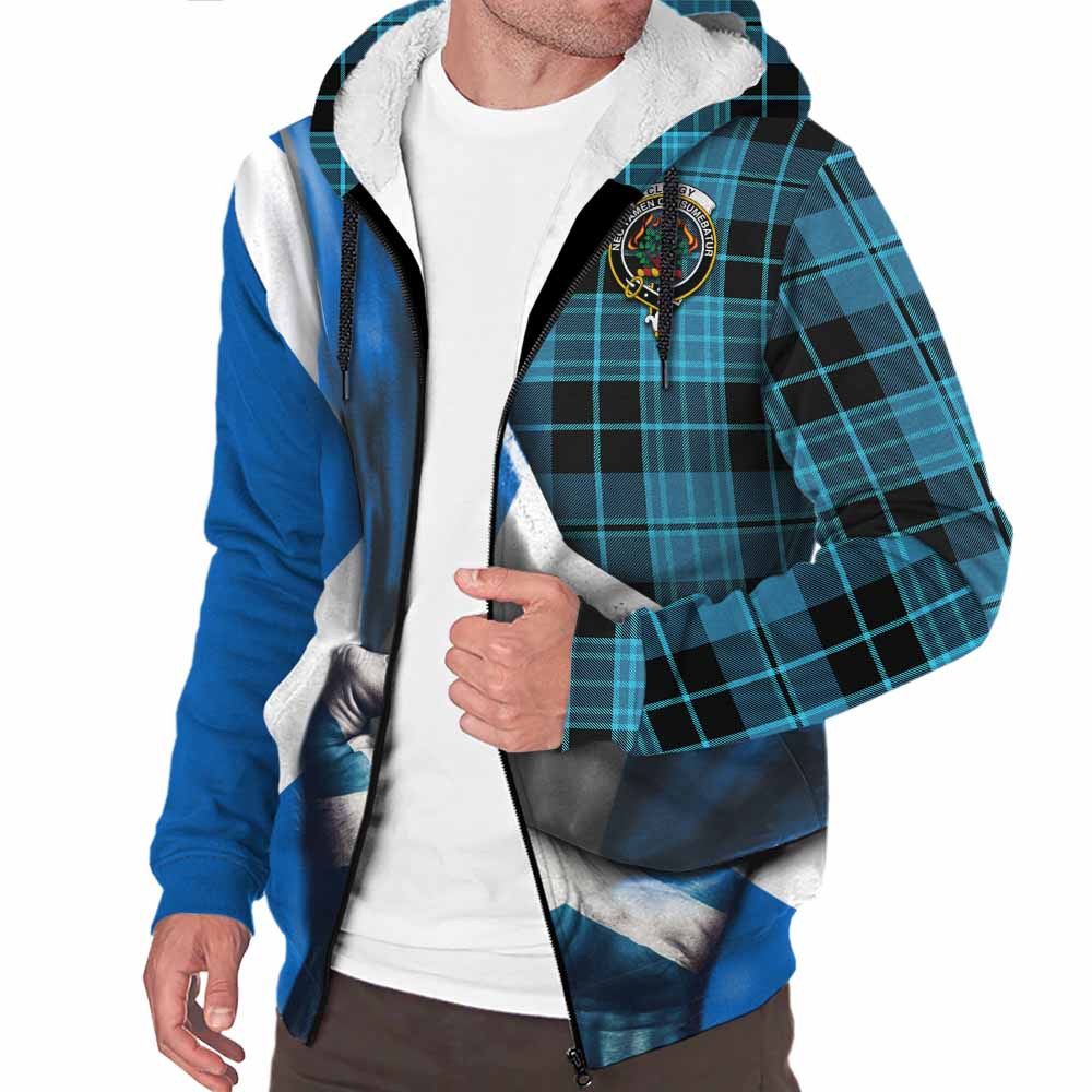 Tartan Vibes Clothing Clergy Tartan Sherpa Hoodie with Family Crest Scotland Patriotic Style