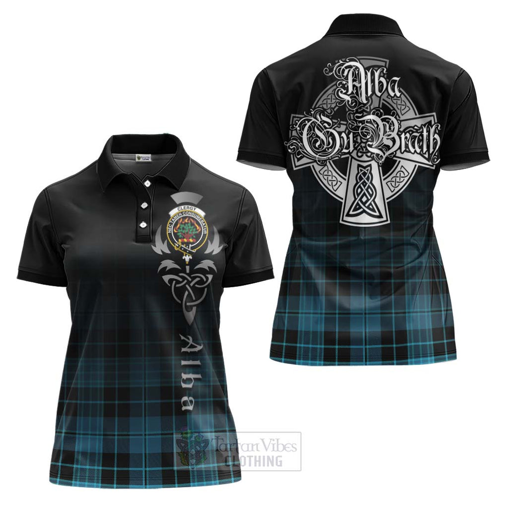 Tartan Vibes Clothing Clergy Tartan Women's Polo Shirt Featuring Alba Gu Brath Family Crest Celtic Inspired