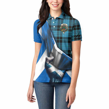 Clergy Tartan Women's Polo Shirt with Family Crest Scotland Patriotic Style