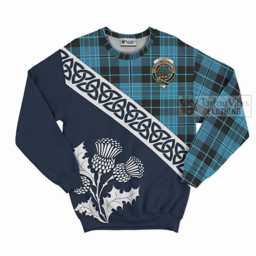 Tartan Vibes Clothing Clergy Tartan Sweatshirt Featuring Thistle and Scotland Map