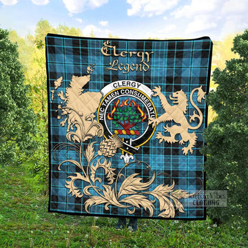 Clergy Tartan Quilt with Family Crest and Scottish Symbol Style