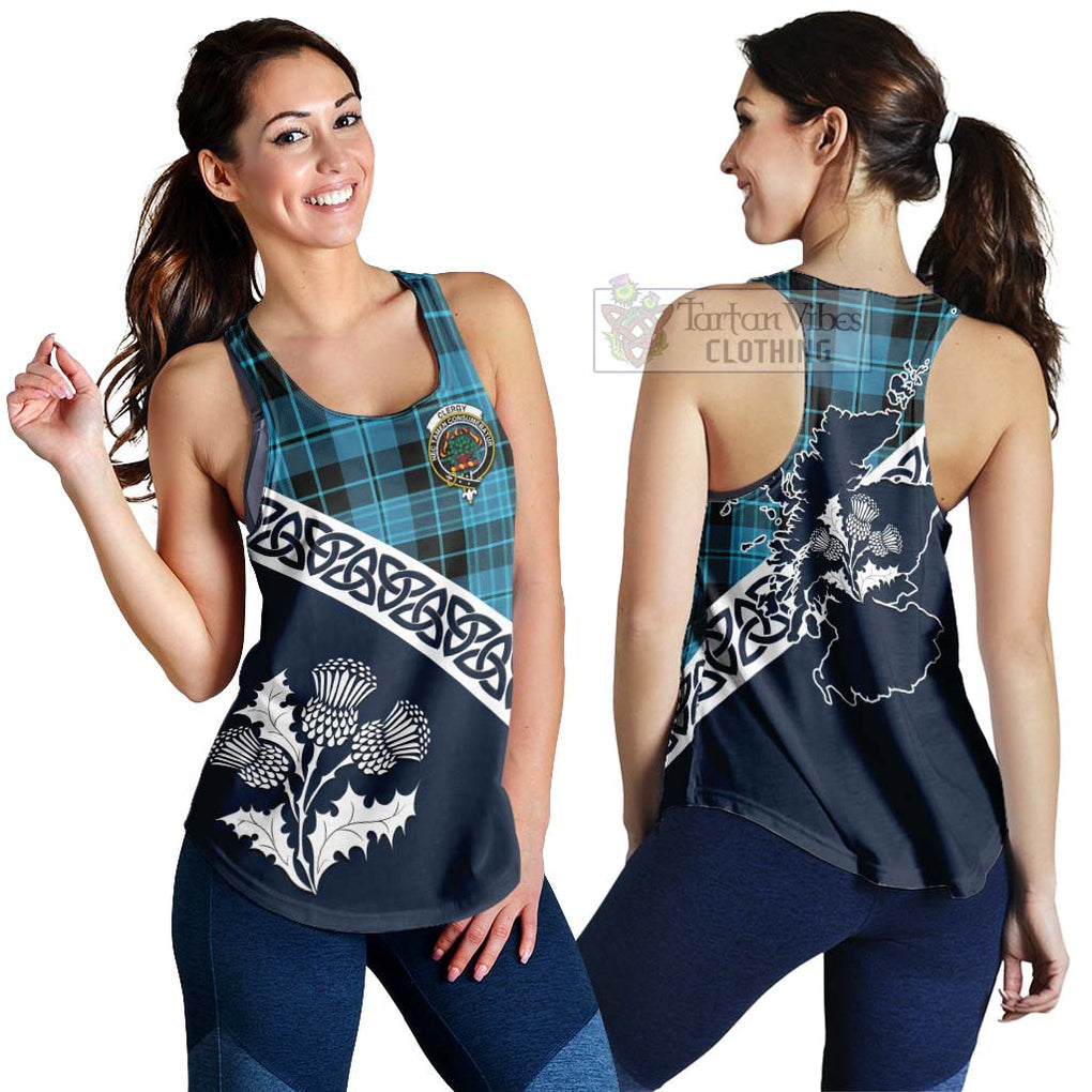 Tartan Vibes Clothing Clergy Tartan Women's Racerback Tanks Featuring Thistle and Scotland Map