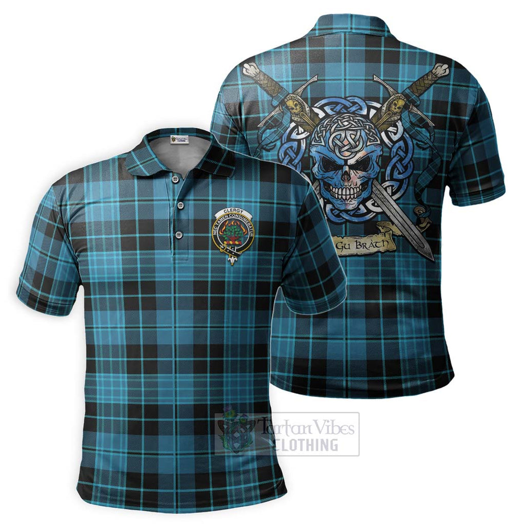 Tartan Vibes Clothing Clergy Tartan Polo Shirt with Family Crest Celtic Skull Style