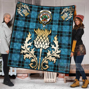 Clergy Tartan Quilt with Family Crest and Golden Thistle Style