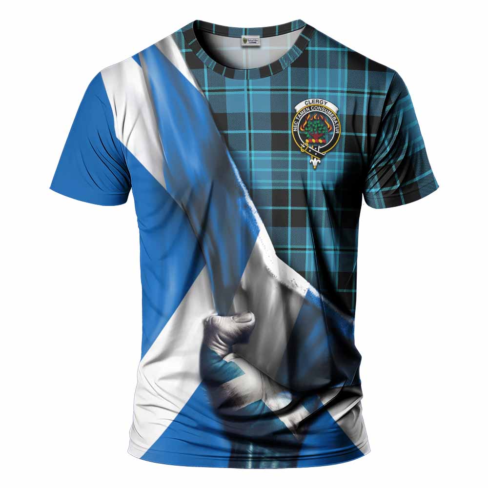 Tartan Vibes Clothing Clergy Tartan T-Shirt with Family Crest Scotland Patriotic Style