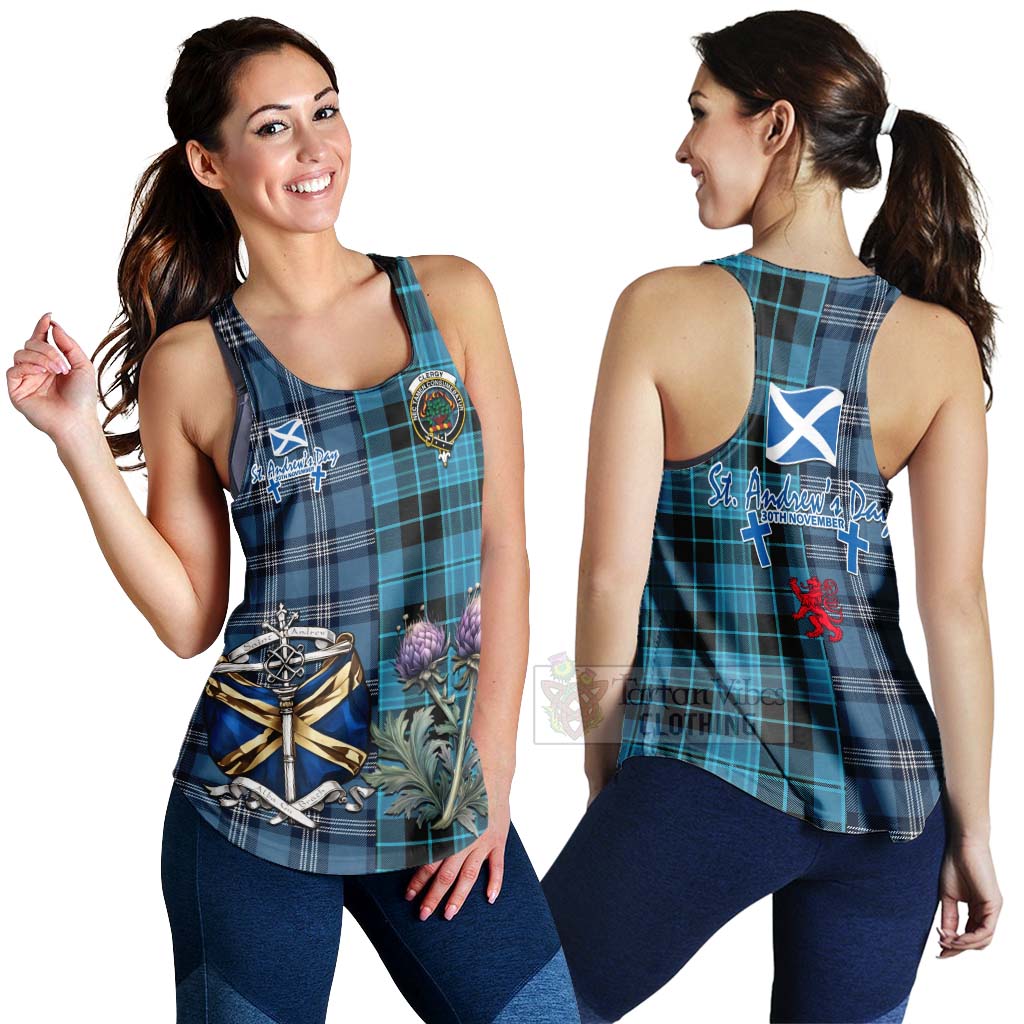 Tartan Vibes Clothing Clergy Tartan Women's Racerback Tanks Happy St. Andrew's Day Half Tartan Style