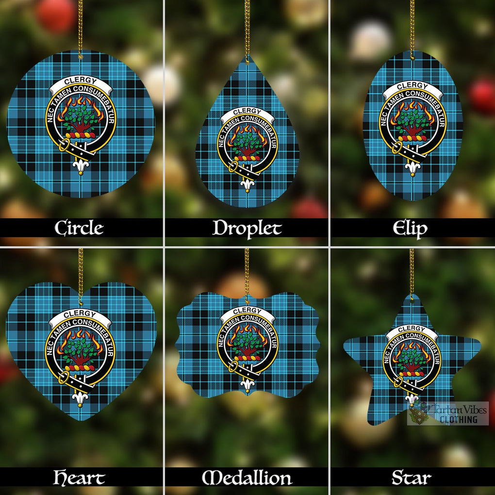 Tartan Vibes Clothing Clergy Tartan Christmas Aluminium Ornament with Family Crest