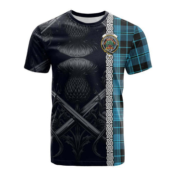 Clergy Tartan Cotton T-shirt with Family Crest Cross Sword Thistle Celtic Vibes Kid's Shirt - Tartan Vibes Clothing