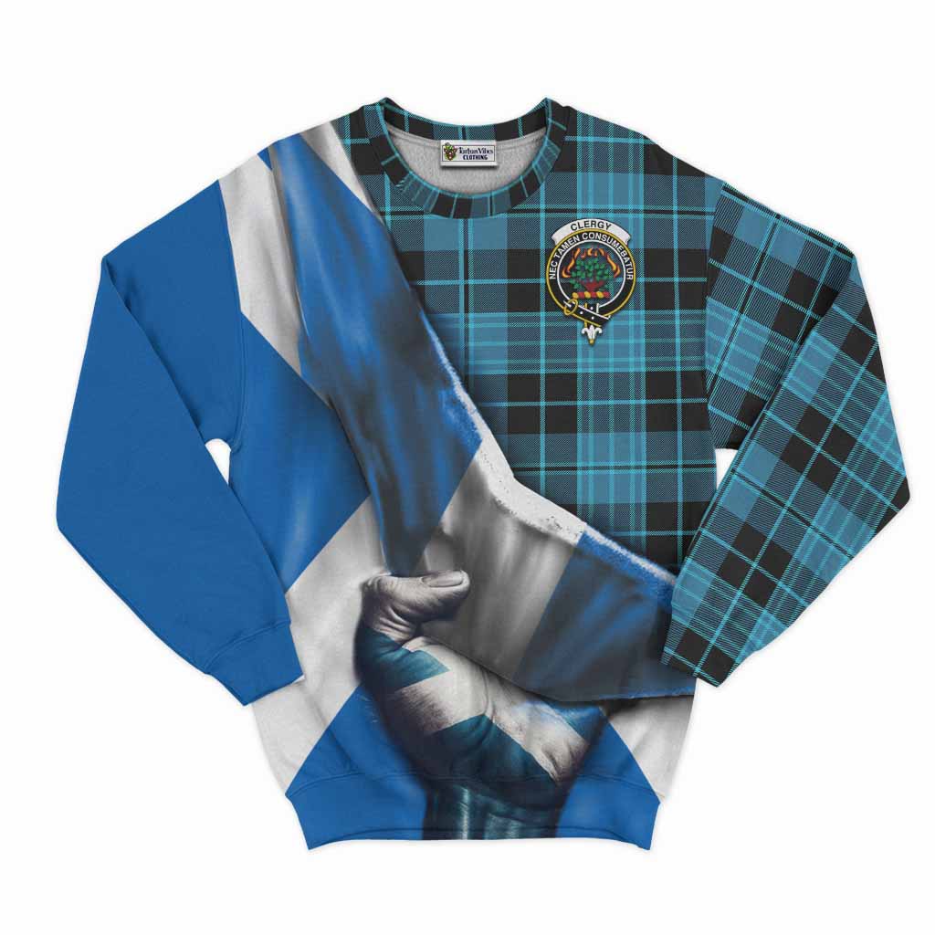 Tartan Vibes Clothing Clergy Tartan Sweatshirt with Family Crest Scotland Patriotic Style