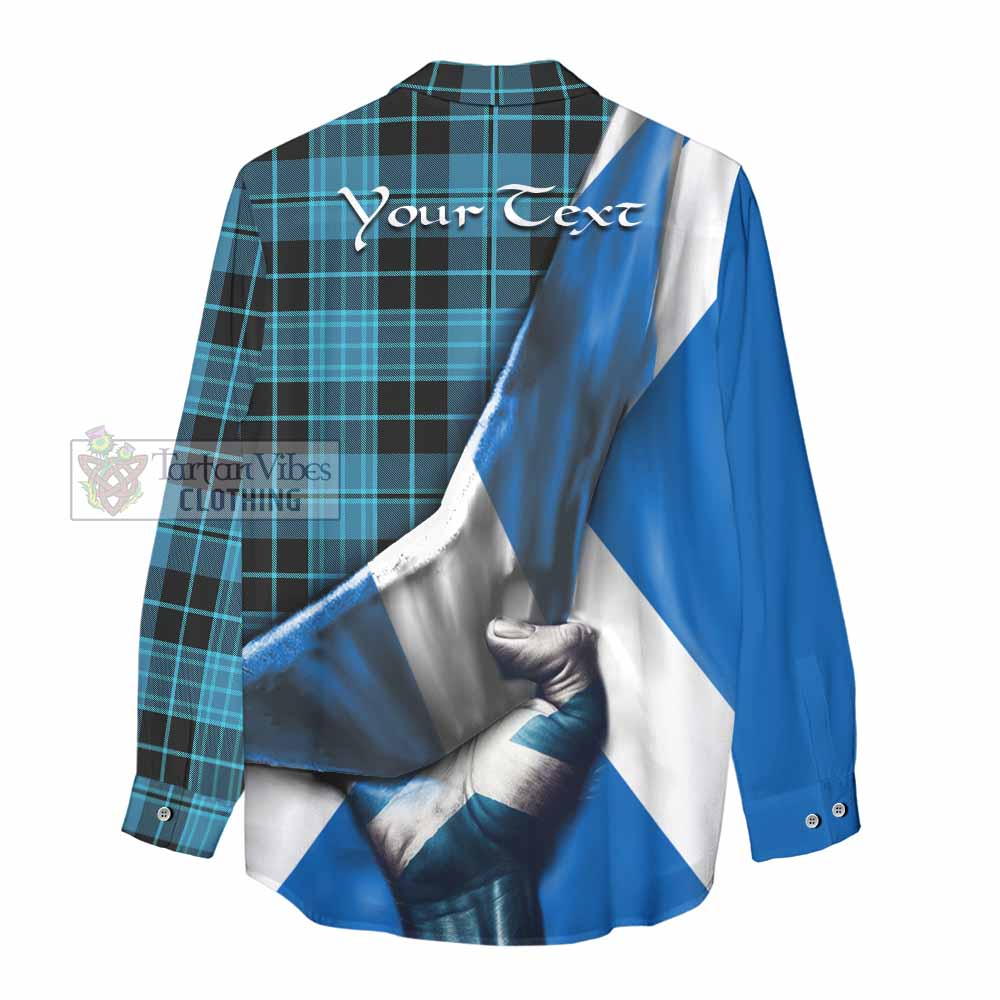 Tartan Vibes Clothing Clergy Tartan Women's Casual Shirt with Family Crest Scotland Patriotic Style