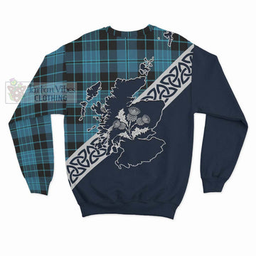 Clergy Tartan Sweatshirt Featuring Thistle and Scotland Map