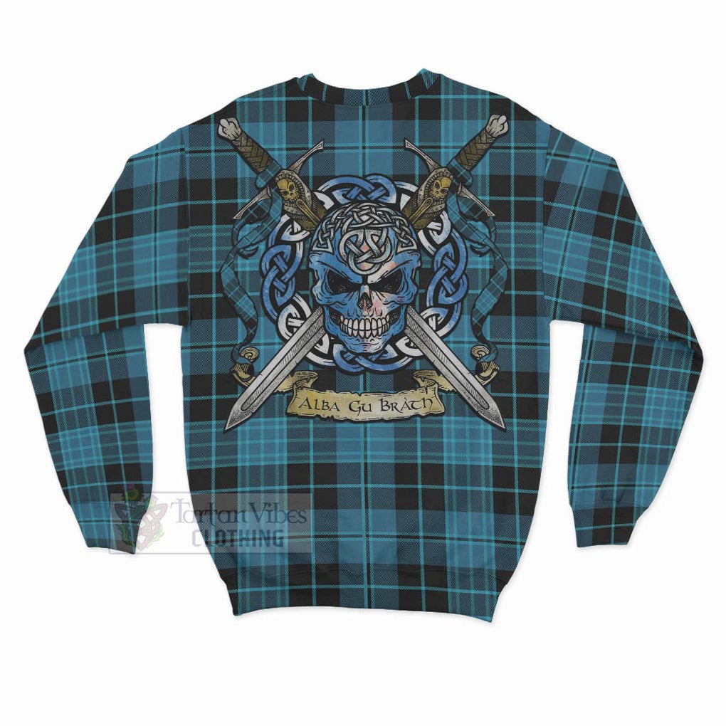 Tartan Vibes Clothing Clergy Tartan Sweatshirt with Family Crest Celtic Skull Style