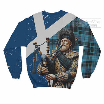 Clergy Tartan Sweatshirt with Family Crest Scottish Bagpiper Vibes