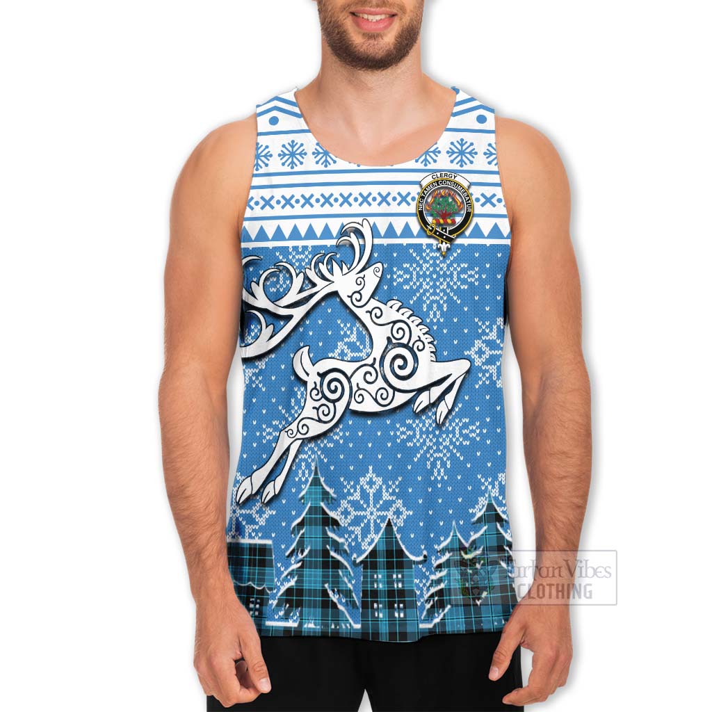 Tartan Vibes Clothing Clergy Clan Christmas Men's Tank Top Celtic Reindeer Style