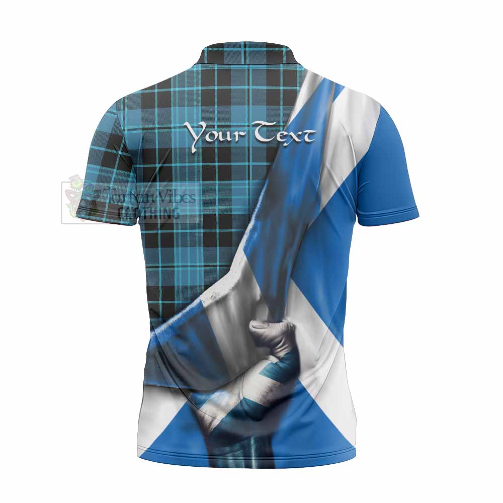 Tartan Vibes Clothing Clergy Tartan Zipper Polo Shirt with Family Crest Scotland Patriotic Style