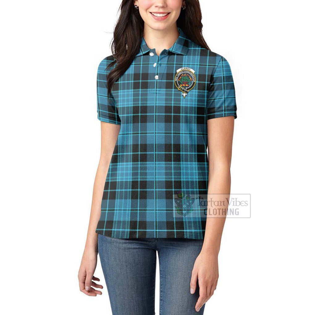 Tartan Vibes Clothing Clergy Tartan Women's Polo Shirt with Family Crest Celtic Skull Style