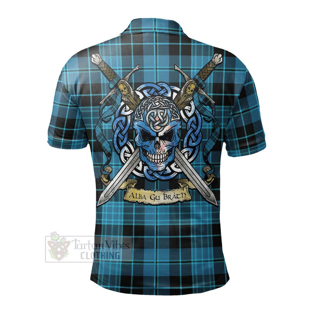 Tartan Vibes Clothing Clergy Tartan Polo Shirt with Family Crest Celtic Skull Style